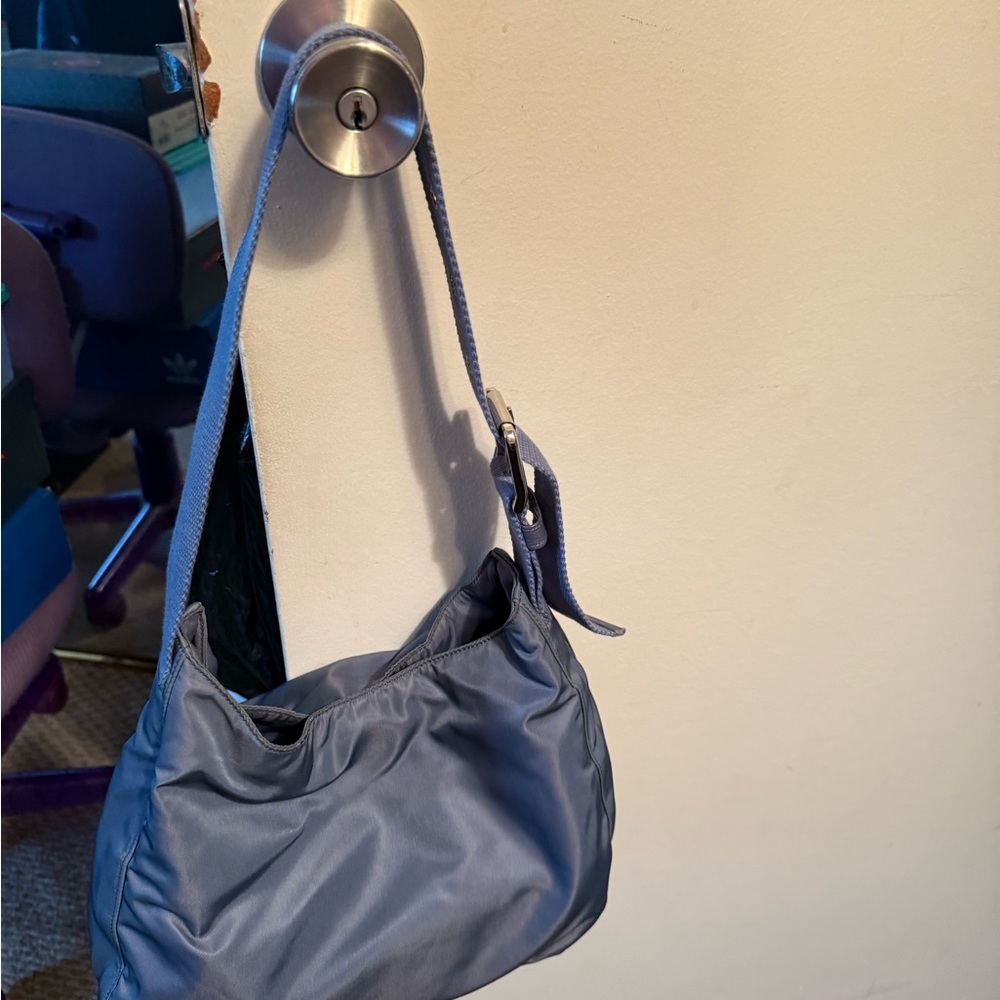 Prada Blue Shoulder Bag with Casual Slouchy Design